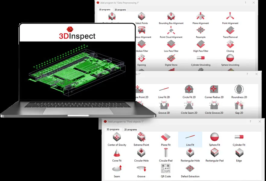 3DInspect software with 2D and 3D measuring programs