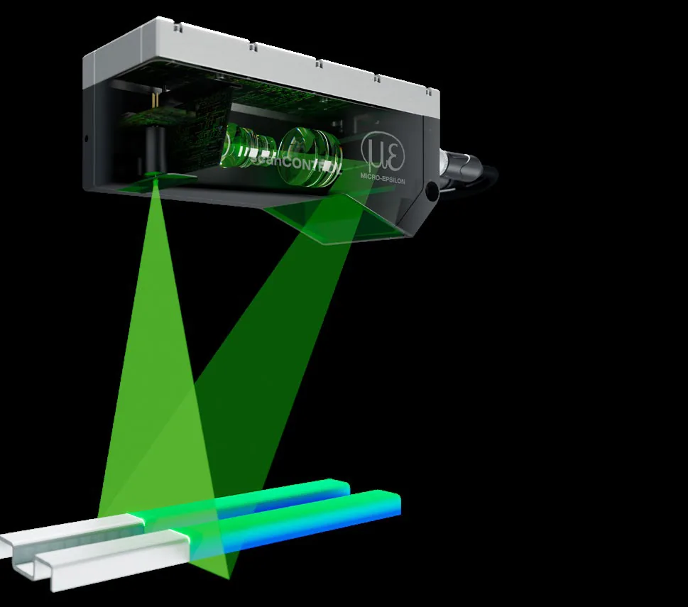 scanCONTROL green laser optics cutaway